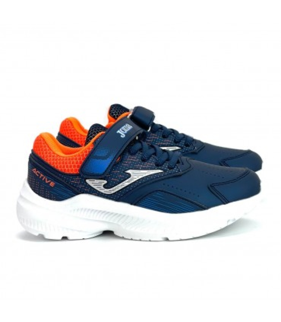 Zapatillas deportivas con belcro en marino y naranja para niño/a Active de JOMA. D-394