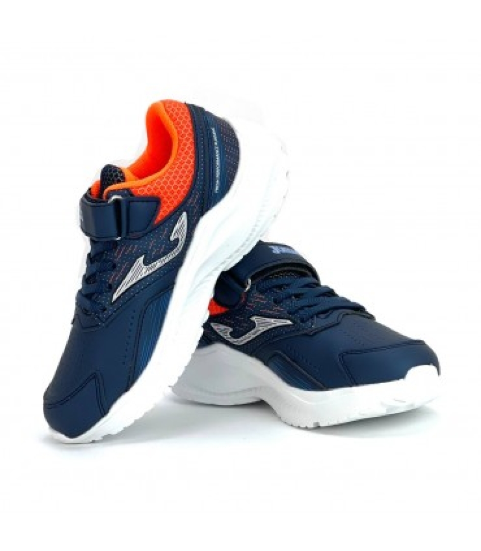Zapatillas deportivas con belcro en marino y naranja para niño/a Active de JOMA. D-394