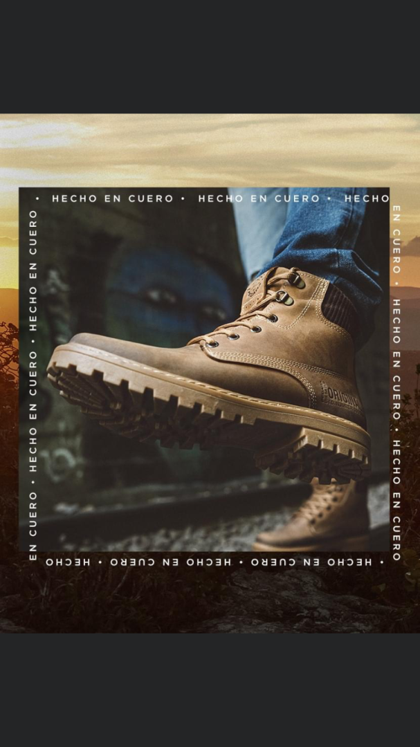 Bota en piel tipo montaña de hombre en color cuero fabricada por PEGADA. H-288