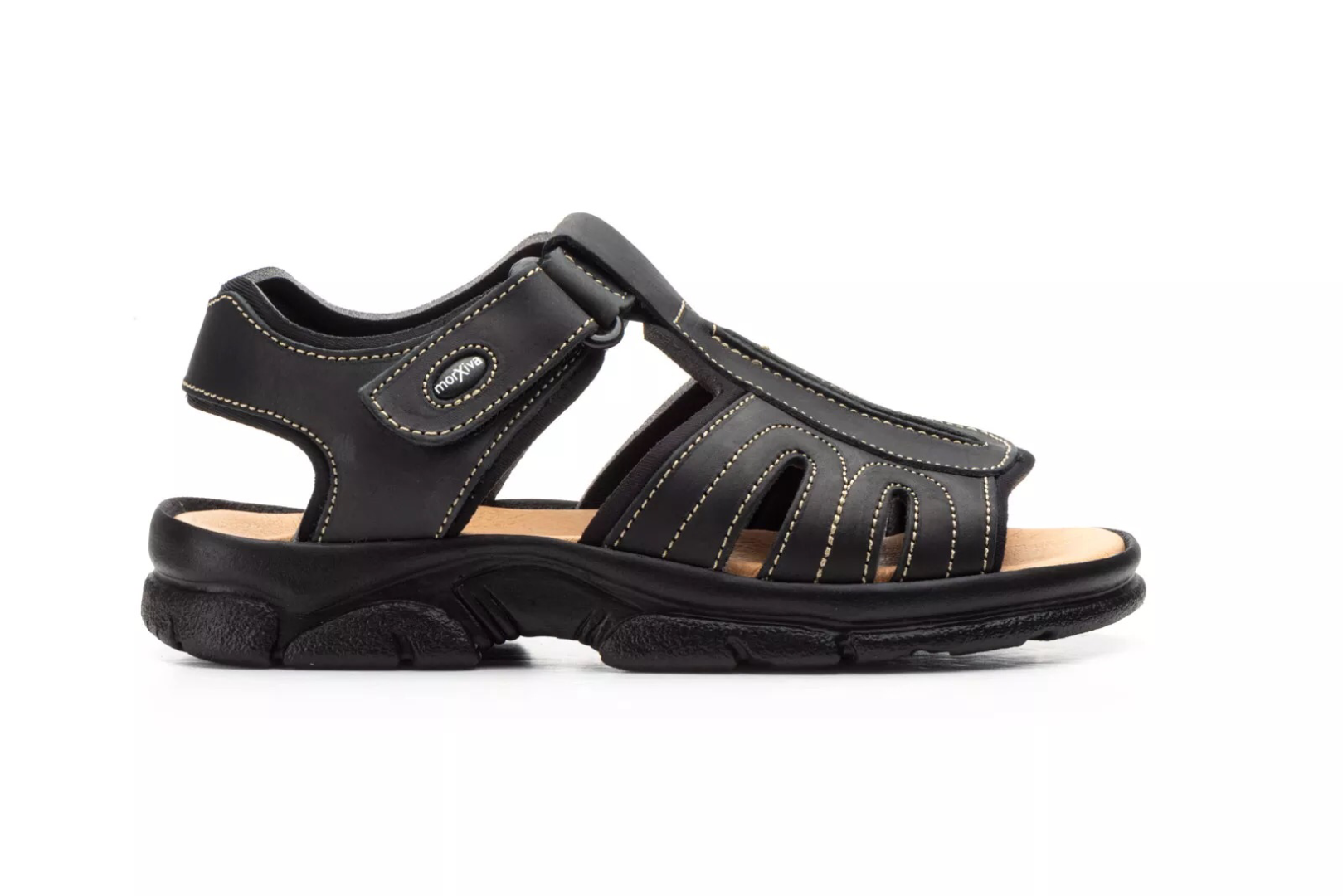 Sandalia para hombre de piel en color negro de MORXIVA. H-316