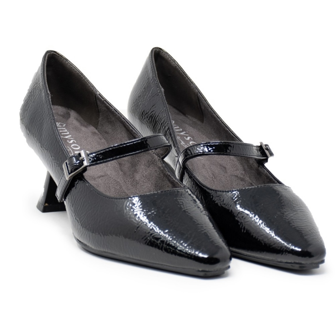 Zapato salón en charol negro de Mysoft 23M671. M-230