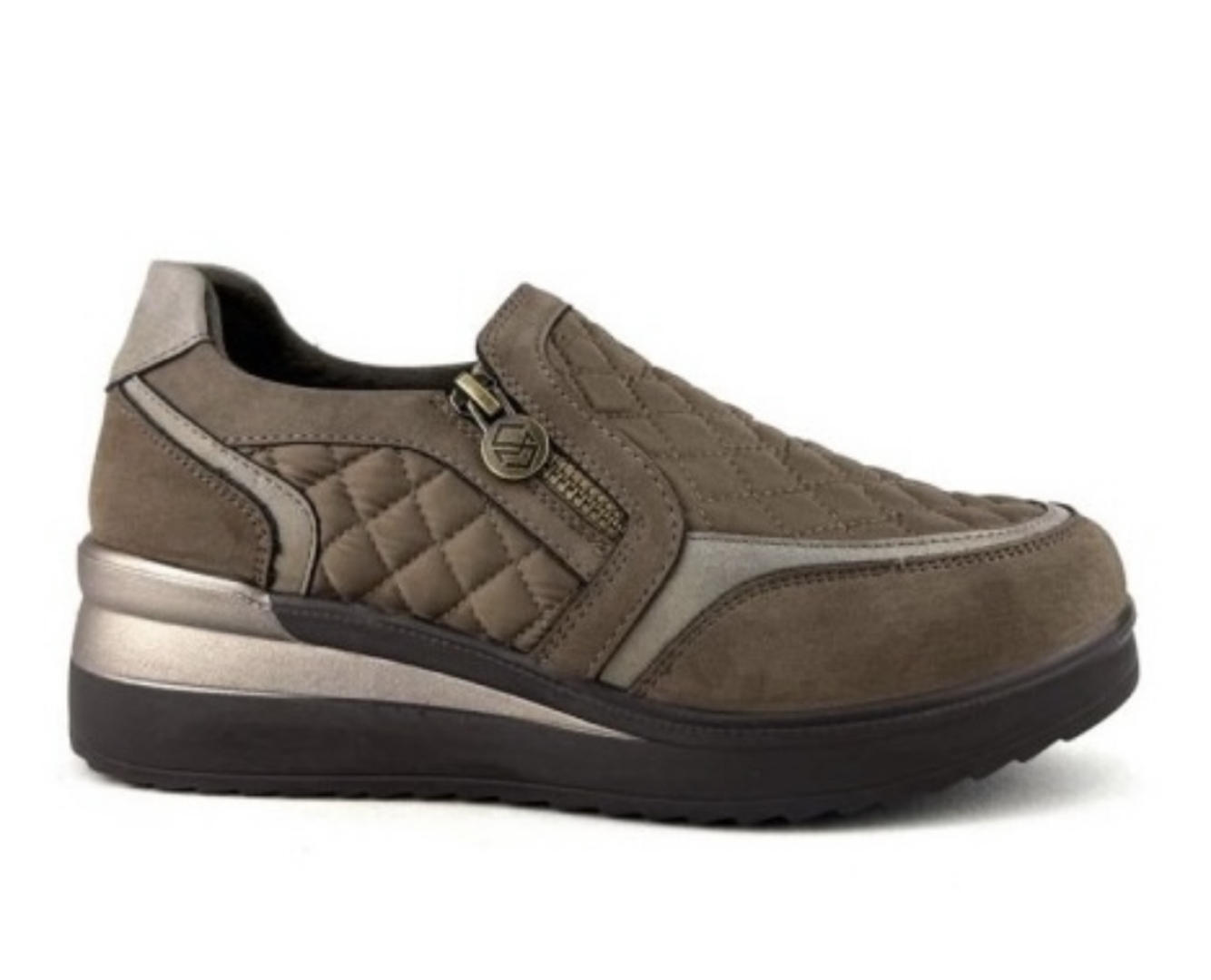 Zapato casual con cuña y cremallera en marrón 25M575 de MYSOFT. M-691