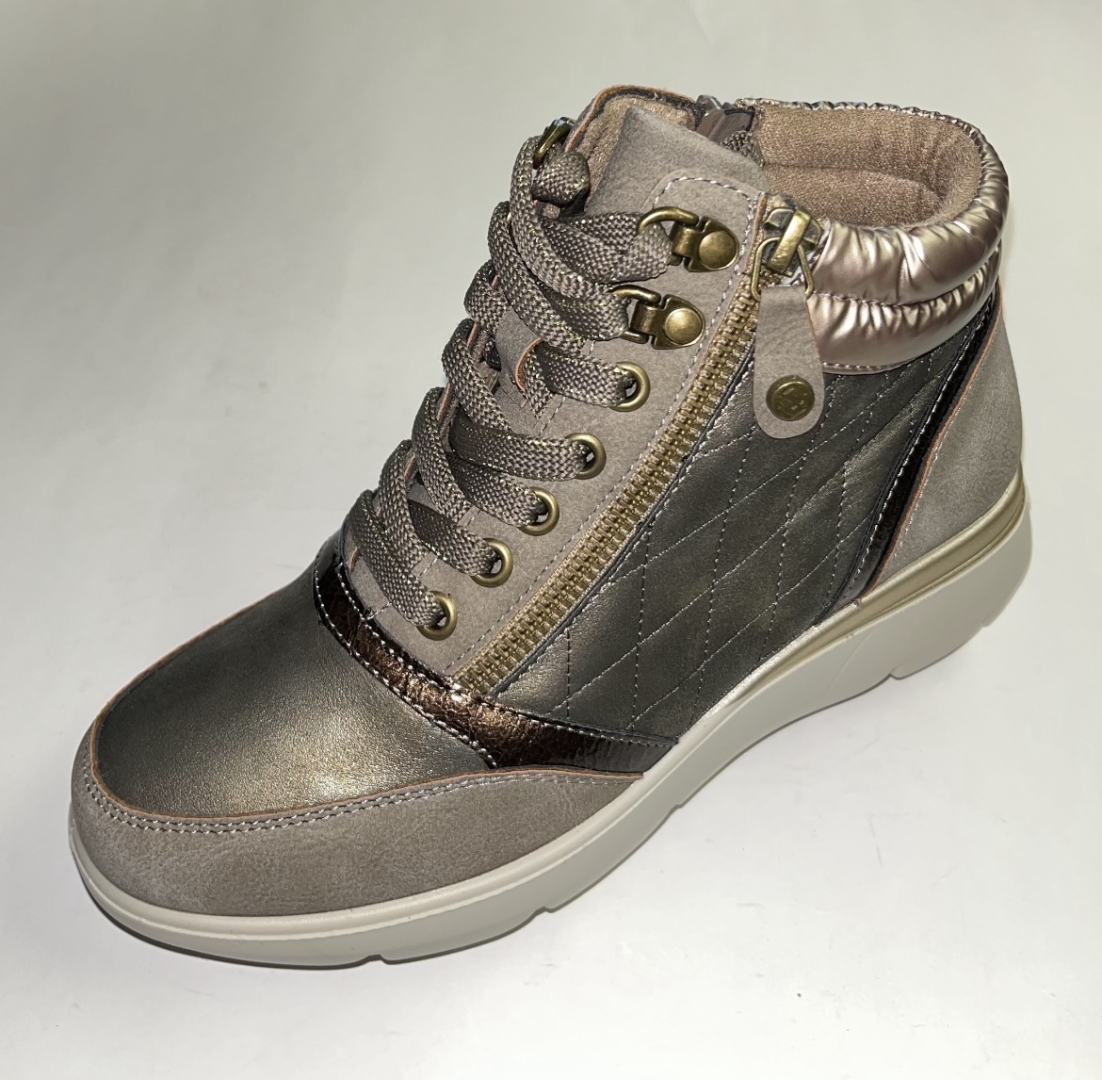 Botín deportivo para mujer con cordón y cremallera en beige 25M671 de MYSOFT. M-696