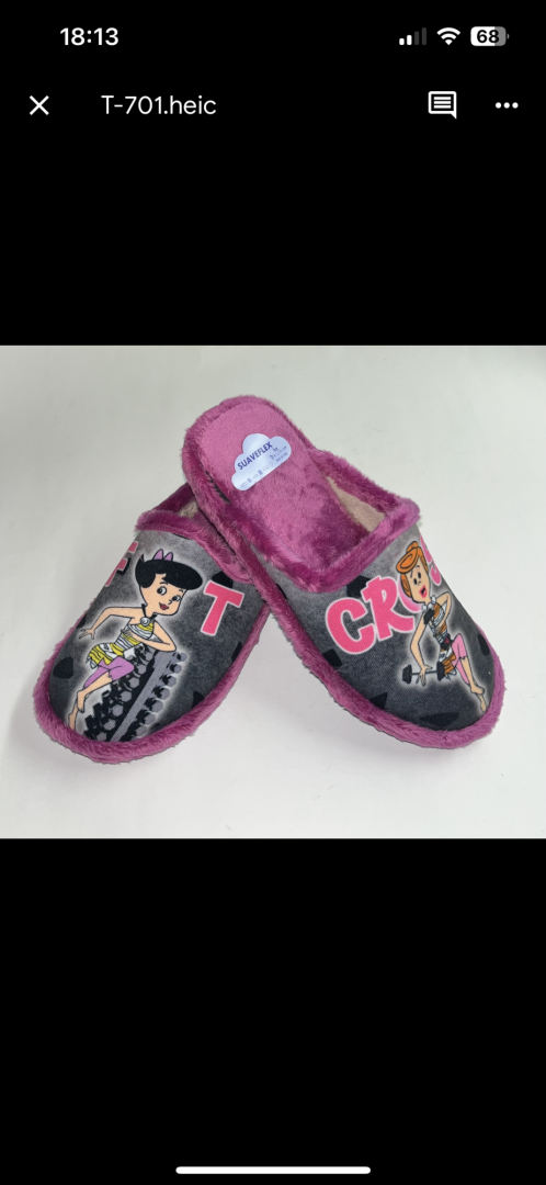 Zapatillas de casa para mujer chanclas con Betty y Vilma haciendo CROSSFIT de SUAVEFLEX. T-701