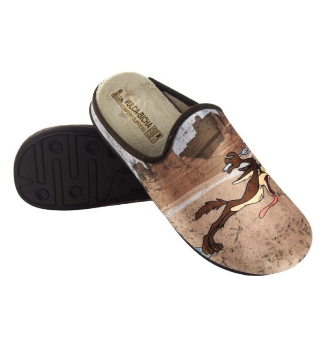 Zapatillas para hombre con los personajes CORRECAMINOS Y COYOTE de VULCA BICHA. T-693