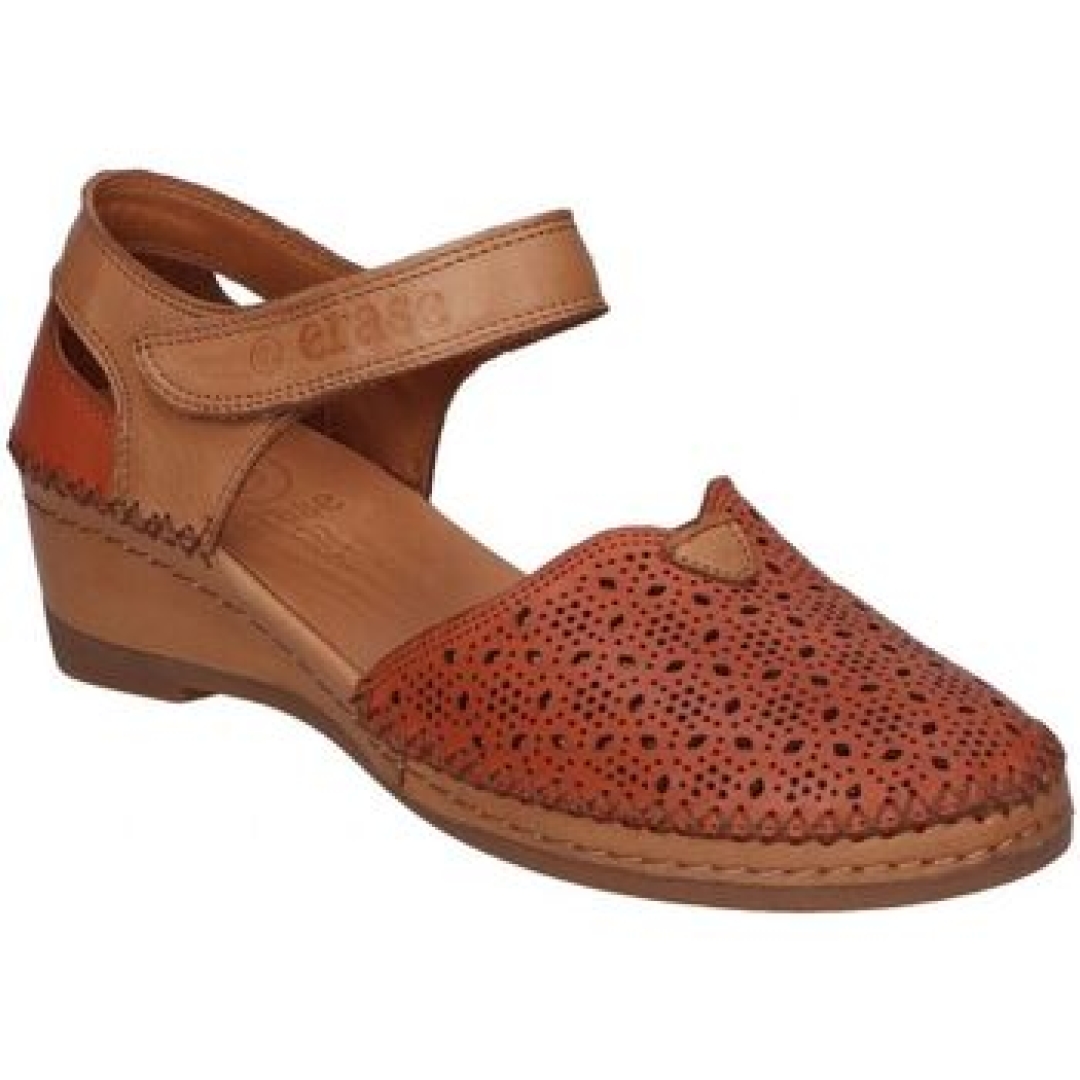 Sandalia semicerrada para mujer en piel coral 383-173 ERASESHOES. M-328
