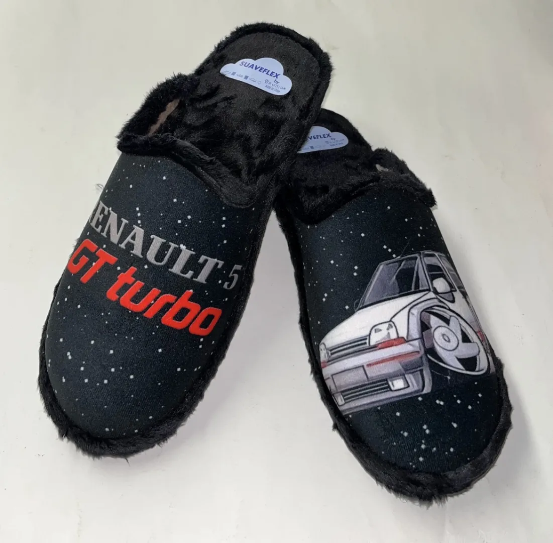 Zapatilla de hombre para invierno con dibujo de RENAULT 5 de SUAVEFLEX BRUMA. T-733