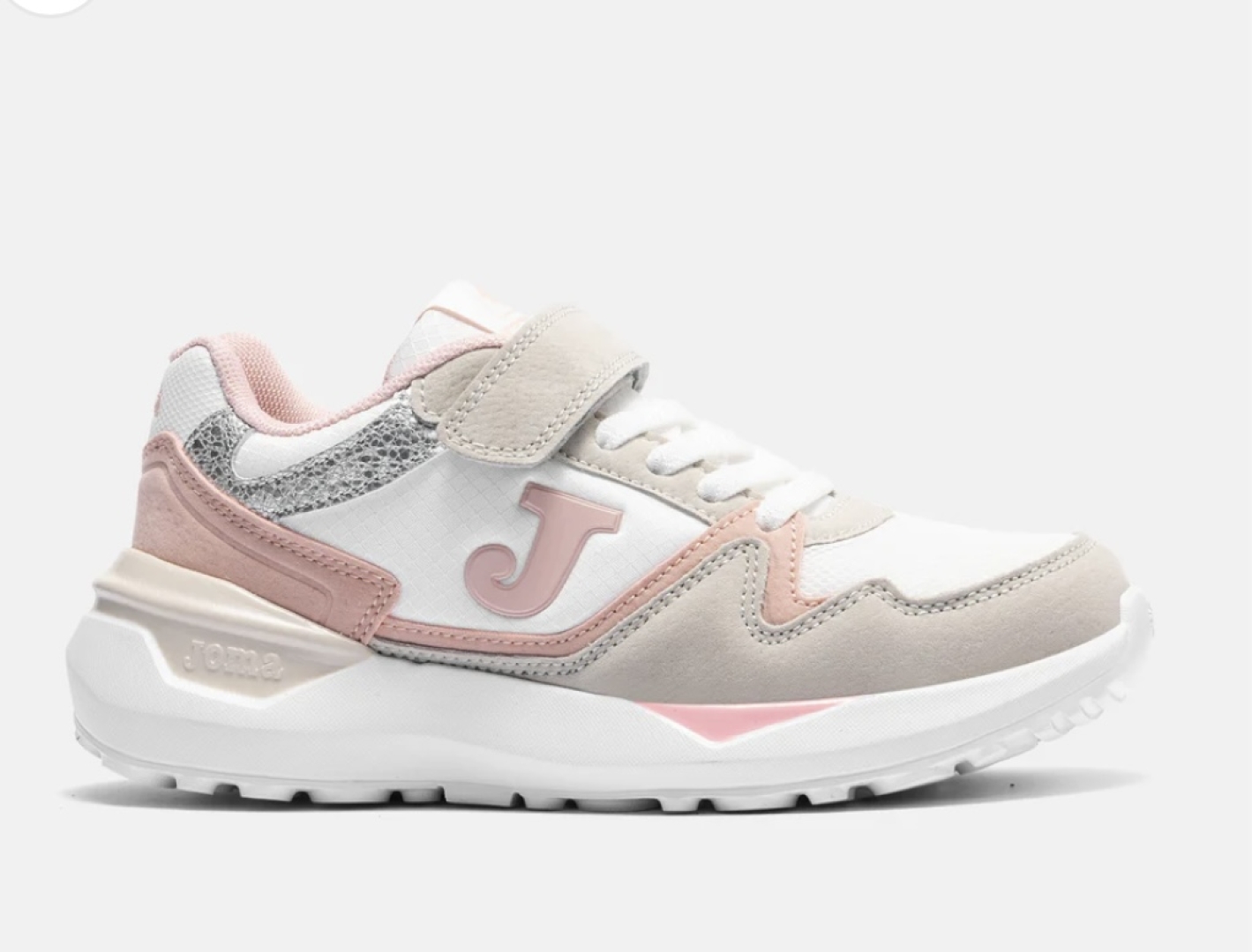 Zapatillas deportivas para niñas con belcro en rosa y blanco 3080 de JOMA. D-216