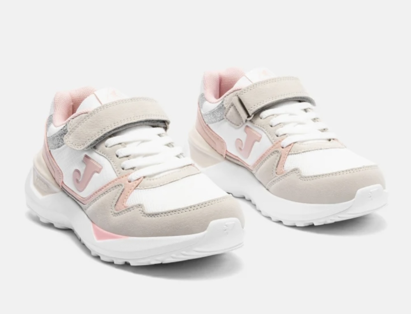 Zapatillas deportivas para niñas con belcro en rosa y blanco 3080 de JOMA. D-216