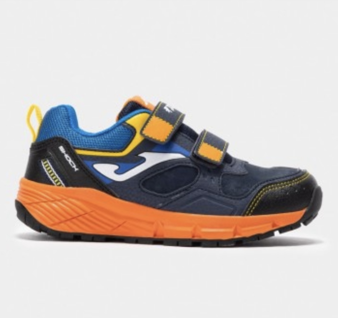 Deportivos para niños con belcros en marino y naranja Shock de JOMA. D-213