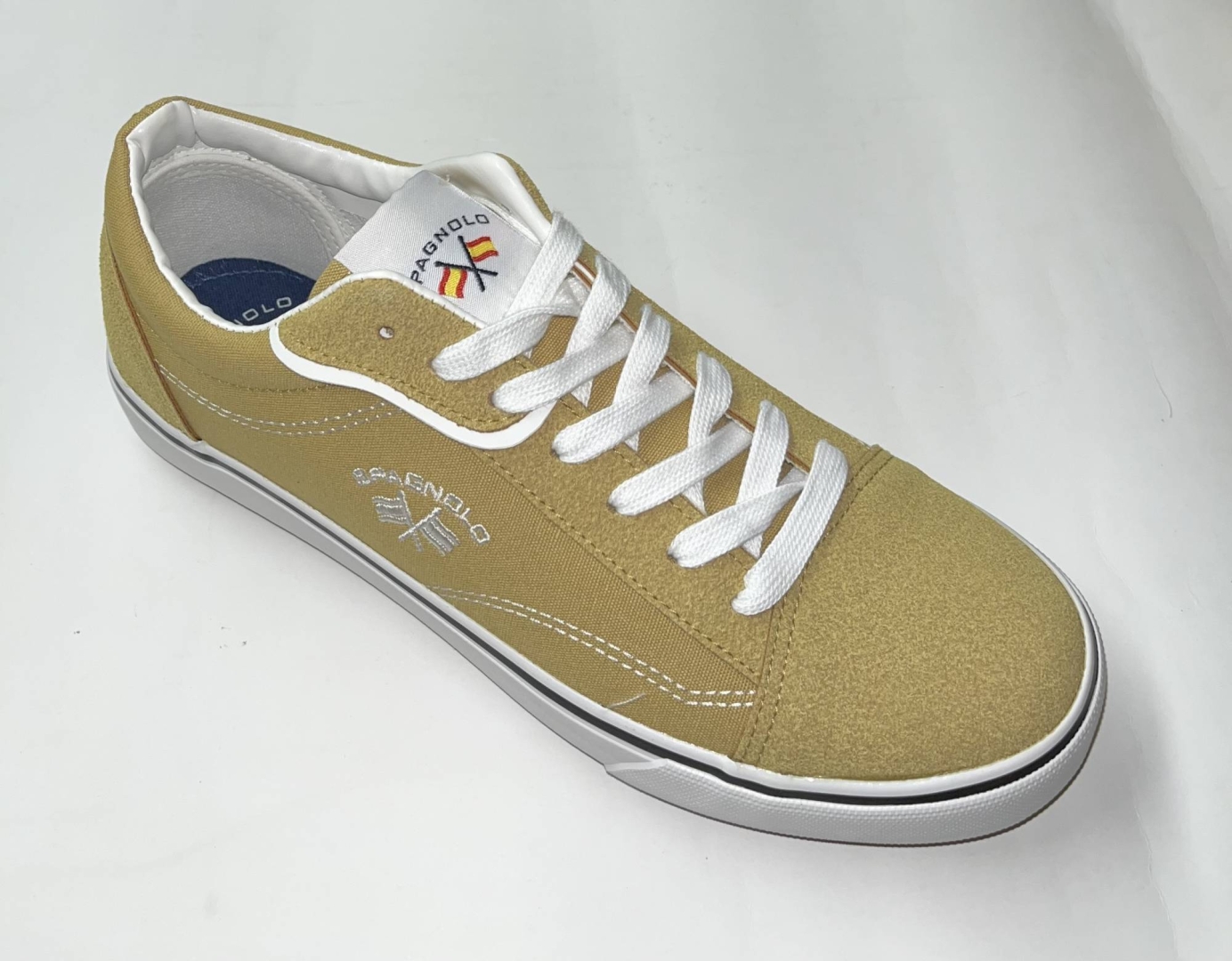 Zapatillas deportivas para hombre en textil y piel sintética en mostaza 40074 de SPAGNOLO T-001
