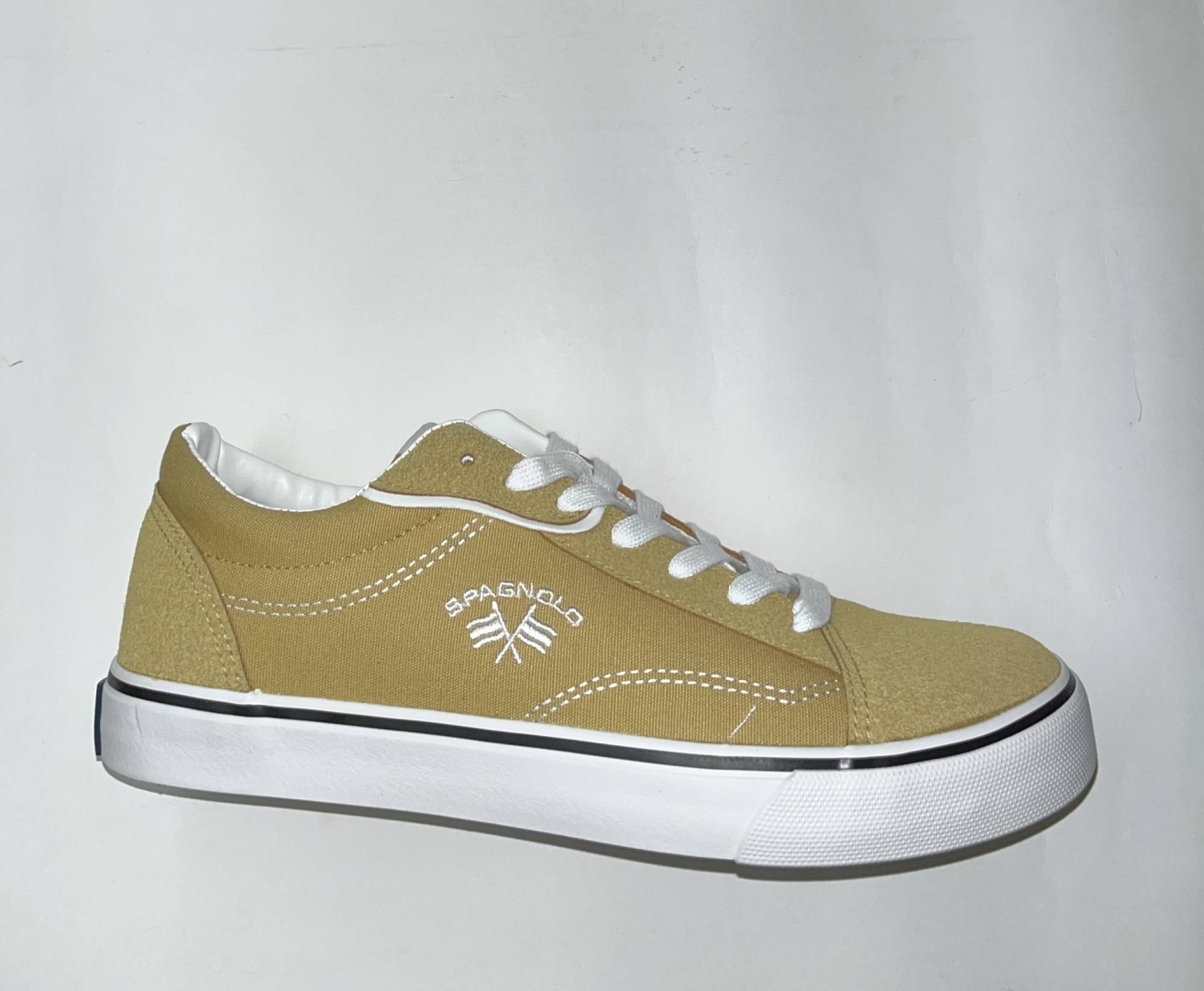 Zapatillas deportivas para hombre en textil y piel sintética en mostaza 40074 de SPAGNOLO T-001