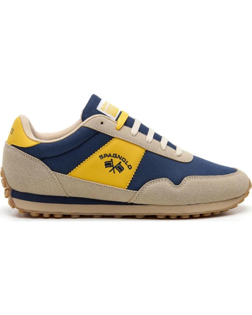 Zapato deportivo en textil marino y mostaza 40057 de SPAGNOLO. H-491