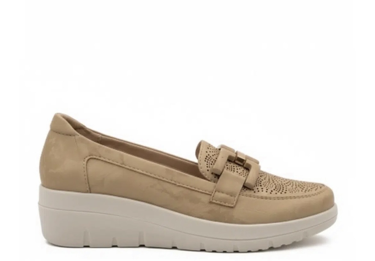 Zapato mocasín para mujer en taupe nacarado 26M315 de MYSOFT. M-005