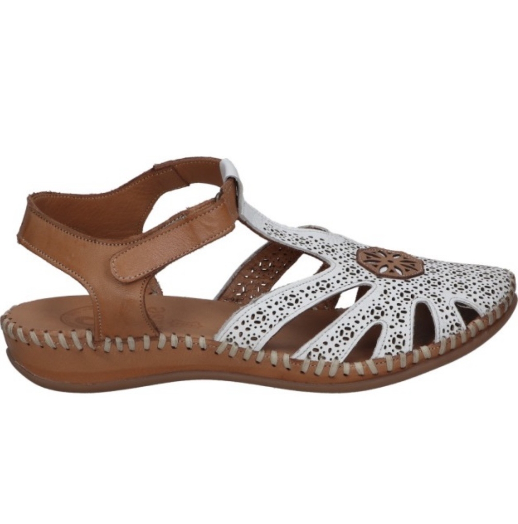 Sandalia para mujer en piel blanca 793-54 de ERASESHOES. M-033