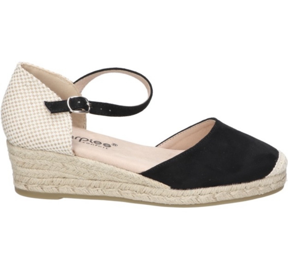 Espardeñas con cuña en negro ACX6481 de AMARPIES. M-052