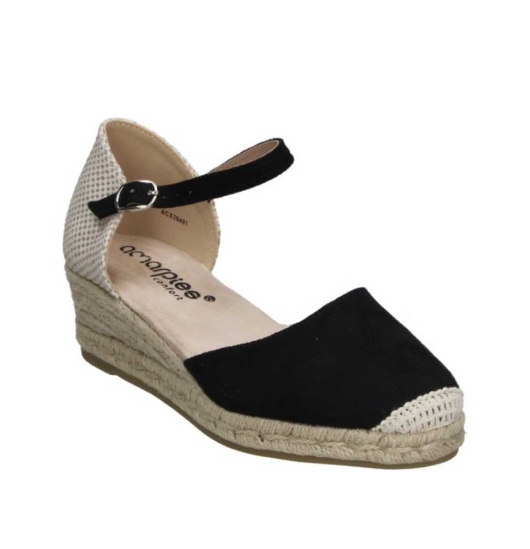 Espardeñas con cuña en negro ACX6481 de AMARPIES. M-052