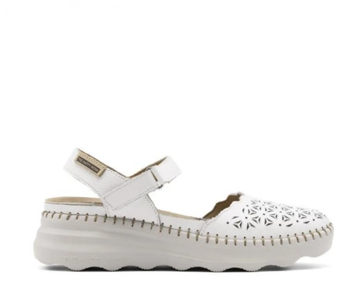 Sandalia apta para plantillas en piel blanca Calpe de HAPPY MONK. M-057