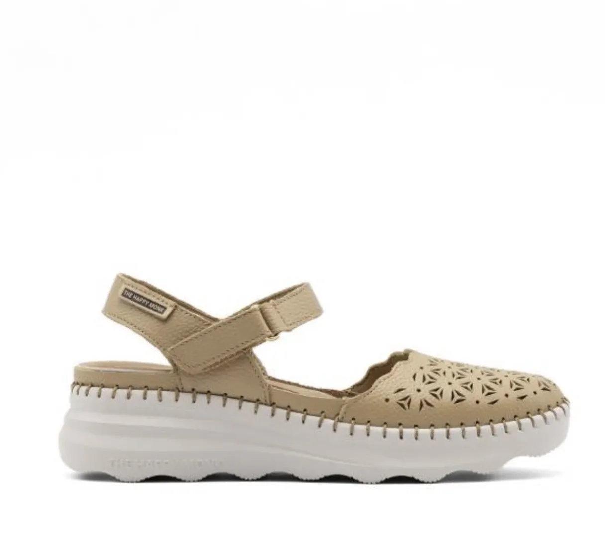 Sandalia apta para plantillas en piel taupe Calpe-09 de THEHAPPYMONK. M-058