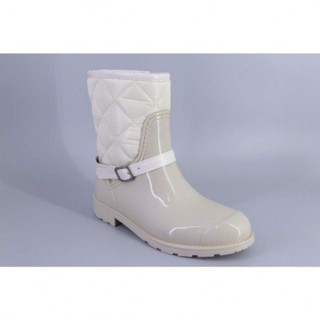 Bota de agua con cremallera para mujer en color marfil con borreguito K21217de KELARA. T-528