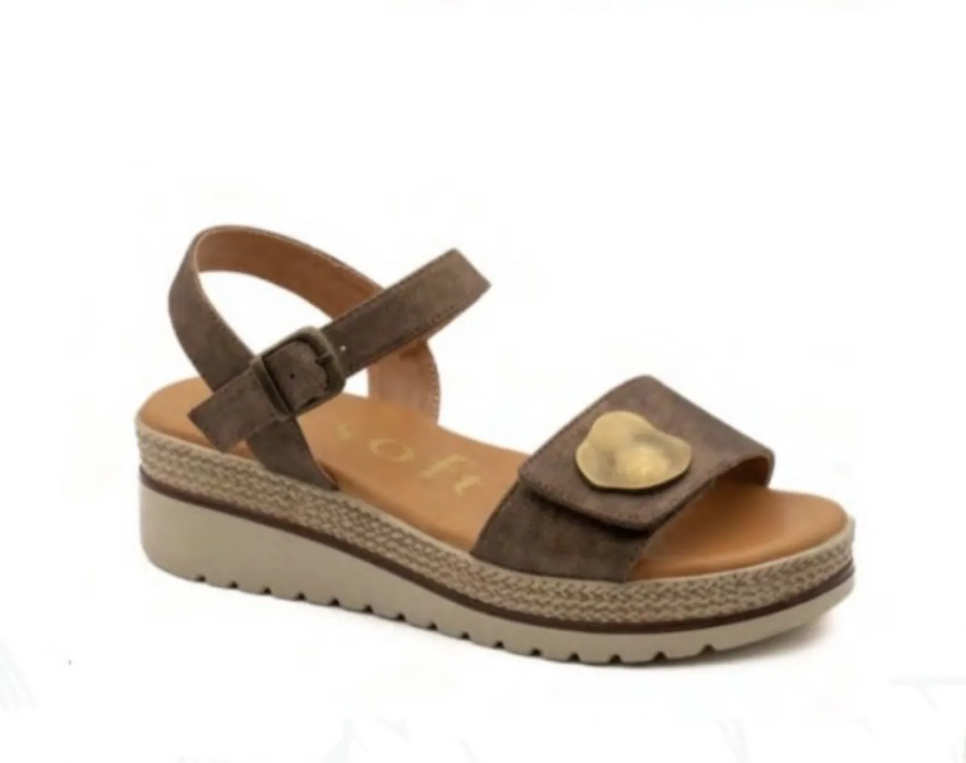Sandalia de pala con velcro en marrón 26M190 de MYSOFT. M-010