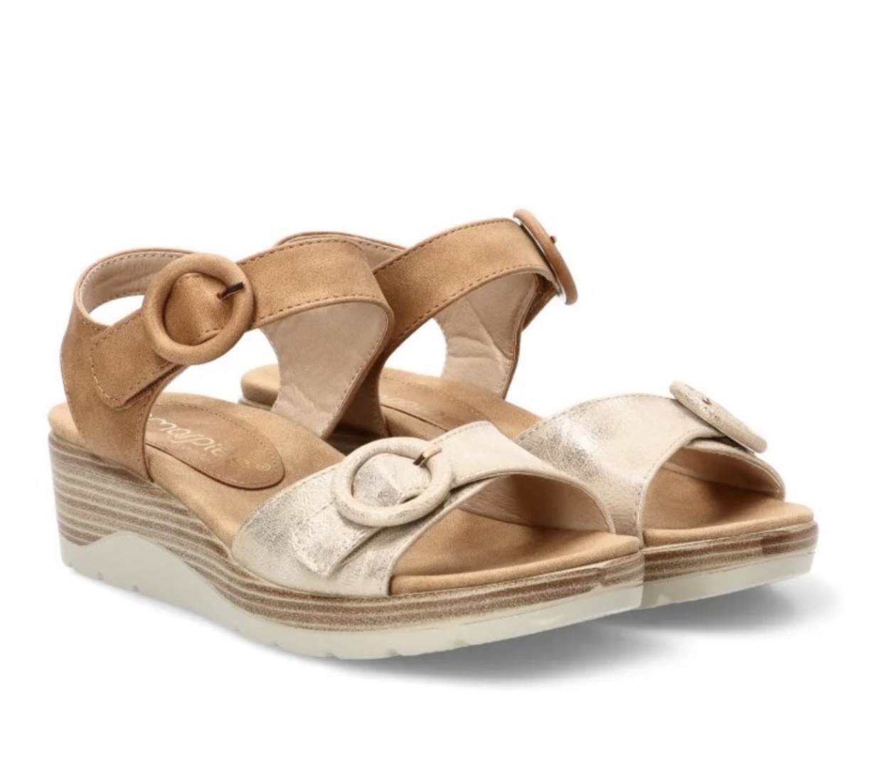 Sandalias de cuña media con cierre de velcro ABZ30142 de AMARPIES. M-108