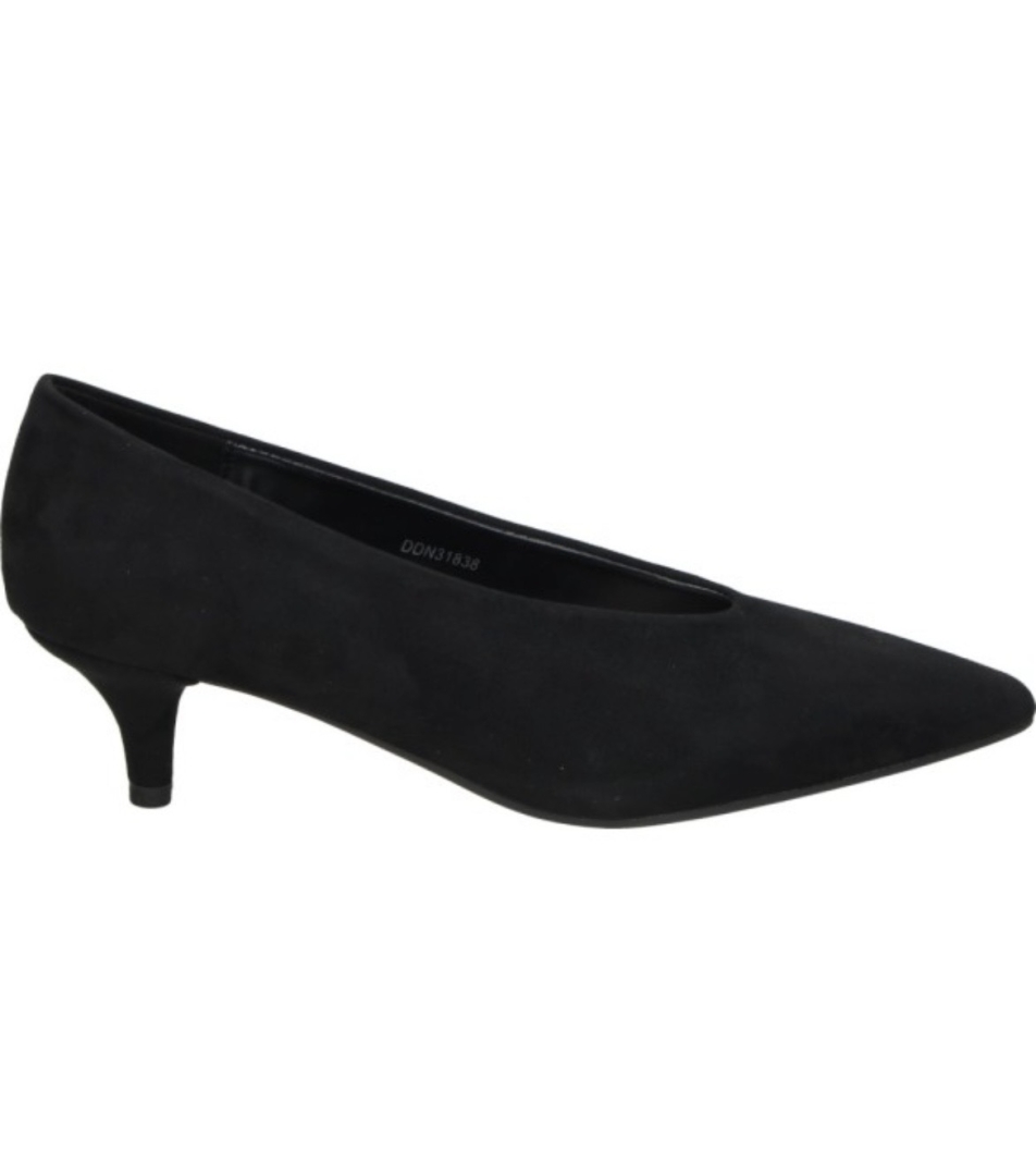 Zapato salón tacón kitten en antelina negra DDN31838 de D’ANGELA. M-147