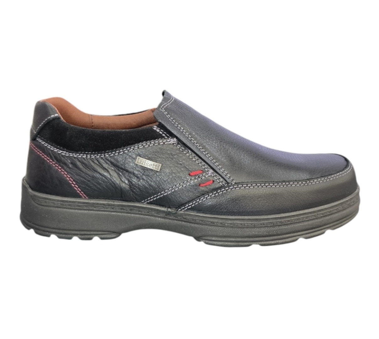 Zapato mocasín de hombre de piel negra 22420 de LUISETTI. H-522