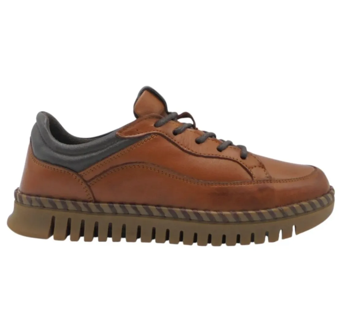 Zapato casual para mujer en piel camel 060-104. M-156