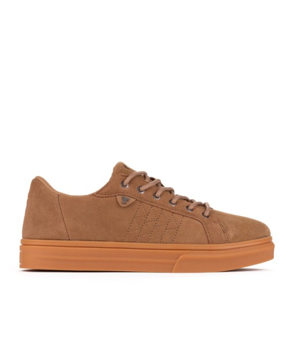 De YUMAS zapato deportivo en piel camel modelo REM con cordones para hombre. H-428