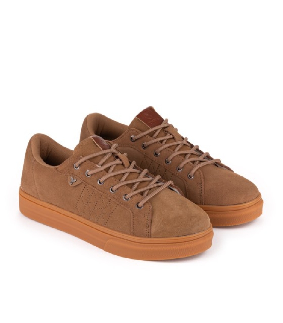 De YUMAS zapato deportivo en piel camel modelo REM con cordones para hombre. H-428