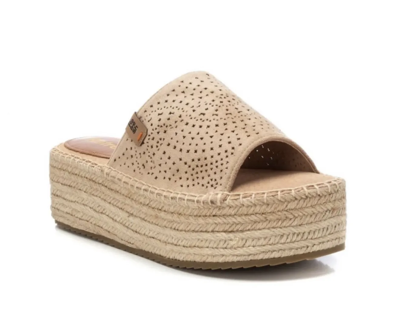 Sandalias con plataforma de yute en antelina beige 172461 de REFRESHOES. M-666