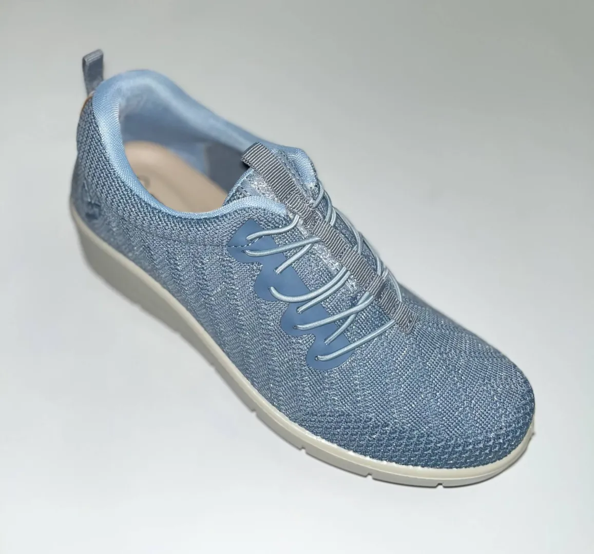 De MYSOFT zapatillas en textil para mujer con cuña en azul 25M200. M-526